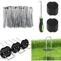 Lawn Landscape Fixing Kit U-Shaped Staples with Plastic Gasket Pick Hook Assortment for Garden Weed Barrier Artificial Turf