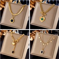 DIEYURO 316L Stainless Steel Heart Eye Square Butterfly Pendant Necklace For Women New Girls Choker Clavicle Chain Jewelry Gifts