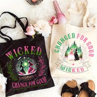 Movie Wickeds Anime Canvas Tote Bag Cartoon Cute Handbags Casual Shoulder Bags Fashion Accessories Storage Pouch Christmas Gifts