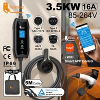 Ładowarka EV Feyree Type2 z kontrolą przez aplikację WIFI, 16A 3.5KW, kabel GBT 5M, przenośna stacja ładująca Type1 z funkcją opóźnienia ładowania dla samochodów elektrycznych.
