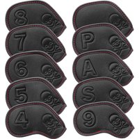 10pcs a Set Solid Leather Embossing Number Paint Edge Golf Headcover Wedges 4. 5.6.7.8.9.P.S.A Golf Club Head Iron Covers