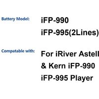 Player Battery 1200mAh For Iriver Astell & Kern Ifp-990 Ifp-995 Ifp-995 2Lines Premium Replacement