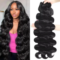 16A Body Wave Human Hair Bundles 30 34 Inch 1 3 4 Pcs Raw Virgin Hair Extensions Double Weft Wet And Wavy 100% Human Hair Bundle Natural Black