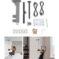 1. Wandmontiertes Fitness-Seilzugsystem, Schwarzes Stahl-Nylon-Heimtrainer-Kabelzugset, 150KG Belastbares Lat-Pull-Down-Trainingskit für Ganzkörper-Workout in Heim-Fitnessräumen