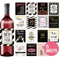15PCS Funny Wine Bottle Labels,Wine Sticker,Personalized Birthday Party Gift For Father,Anniversary Wine Bottle Decor Sticker