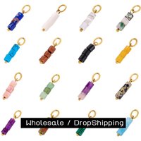 CARLIDANA New Style Natural Stone Smooth Pendant Gold Plated Natural Stone Charm Pendant for DIY Necklace and Bracelets Jewelry