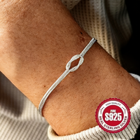 925 Sterling Silver Hypoallergenic Snake Chain Handmade Knot Shaped Bracelet for Women Simple Chain Jewelry Mother's Day Gift