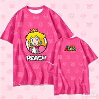 2026 Summer Princess Peach Retro Cosplay T-shirt Men's Oversized Short-sleeved Family Unisex 3D Printed Children's Sports Shirt