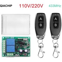 433Mhz 220V 110V Remote Control Switch for Light,Door, Garage Universal Remote AC 85V ~ 250V 2CH Relay Receiver and Controller3