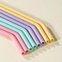 Eco-Friendly 4pcs Silicone Straws - Reusable & BPA-Free - Easy to Clean, Perfect for Smoothies & Beverages