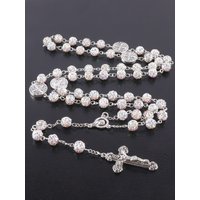 1 piece retro classic multi-color 8mm round rosary DIY pure handmade work cross religious necklace men's and women's jewelry gif