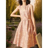 DEVCHATA Elegant Women Sleeveless Summer Jacquard Boho Floral Vintage Ladies Party Clothes New A-Line Midi Dress Ladies Gowns