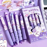 5pcs Creative Blue Ink Erasable Pens INS 0.5mm Erasable Gel Pen Aesthetic Cute Neutral Pen Writing Supplies