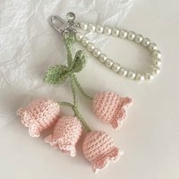 1 Piece of Exquisite Chain-Style Crocheted Lily of the Valley Flower Keychain—Decorative Bag Charm, Bohemian Style Backpack Pendant, Bag Accessory, Perfect Birthday Gift, Party Favors, Handmade,
