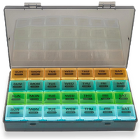 Large Portable Travel Monthly Pill Organizer 4 Weeks A Month 28 Days Pill Box Case for Vitamins Supplements Fish Oil Medication
