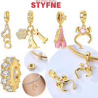 Silver-Plated Linked Hearts Dangle Charm Beads Fit Original Bracelets Bag Keychain Charms Beads Pendant Diy Women Jewelry Gift