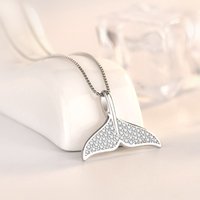 Mermaid Tail Fish White Fishtail Crystal 925 Sterling Silver Clavicle Chain Pendant Necklaces XL273