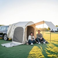 3-Door Car Back Tent with Large Sunshade - Tall Headroom Walk-In Design, Waterproof Floor & Mesh Ventilation, EV Climate Control