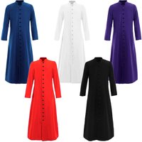 Church Priest Trench Jacket Cassock Clergy Robe Preacher Men Liturgical Stand Collar Single Breasted Minister Choir S-5XL