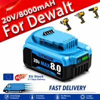 EU-kompatible 8Ah-Batterie für Dewalt 20V MAX – Verlängerte Laufzeit – Passend für DCB200 / DCB184 / DCB182
