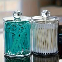 Transparent Acrylic Small Cotton Swab Box, Desktop Cosmetic Pads & Beauty Egg Storage Organizer