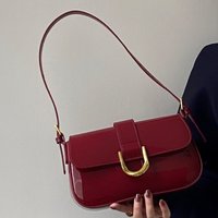 Elegant Women's Single Shoulder Bag Vintage Burgundy Horseshoe Buckle Handbag Shoulder Crossbody Bag