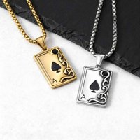 Gothic Playing Card Necklace for Men Boys,Stainless Steel Spade A Pendant Necklace,Vinatage Jewelry Gift