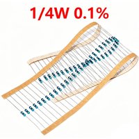 10PCS 1/4W 0.1% Precise resistance 1R 1.5 2 2.2 3.3 3.9 4.7 5.1 6.8 7.5 8.2 10K 12 11 15R 16 18 20 22 25 30 33 36 39 43 47R ohm