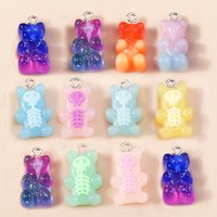 Leslie 10Pcs Candy Color Bear Pendant Charms for Necklace Bracelet Earrings Jewelry Making Diy Findings Resin Bears Pendants