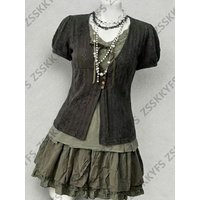 Summer Y2k Women's Casual Dresses Short-Sleeved Sweet Vintage Green Mori Girl 3-piece Dress Lolita Harajuku T shirt Top Himekaji