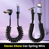 1 Pcs 20CM To 1M Car Spring Cable 66W Short Fast Charging Wire Type C TO Type C Cable For iPhone 15 Huawei Xiaomi Samsung 2026
