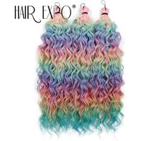 3PCS 18Inch Jessica Hair Deep Wave Twist Synthetic Crochet Hair Rainbow Color Afro Curl Ombre Deep Wavy Braiding Hair Extensions