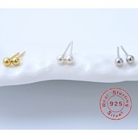 6/4/3/2mm S925 Sterling Silver Round Bead Stud Earrings, Versatile, Simple and Elegant Earrings SE079
