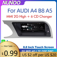 Hub Caps Android 14 8+256GB CarPlay For Audi A4 B8 A5 2008 2009 2010 MMI 2G High CD Changer Car Multimedia Player Stereo GPS Nav