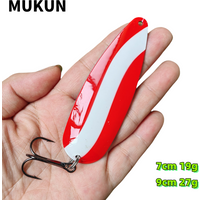 MUKUN 19g 27g Fishing Lure Aritificial Metal Spoon Baits Mix Color Spinner Spoon Trolling Lures For Trout Bass