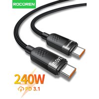 Rocoren 240W Type-C to USB C Data Cable PD3.1 Quick Charging 100W Type C Cord Fast Charging For MacBook iPhone 17 Samsung Xiaomi
