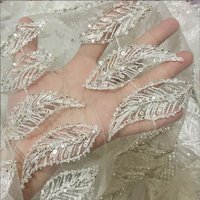 5Pc/lot Sequins Leaves Lace Appliques For Wedding Dresses Bridal Crystal Accessories DIY Craft Supplies