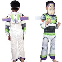 Kids Buzz Lightyear Cosplay Costume Toy Story Jumpsuit with Wings Mask Boys Fancy Outfit for Halloween Carnival Birthday Gift