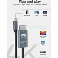 4K USB-C to HDMI 60Hz Cable 2M, Type C to HDTV Cord for Phone Screen Mirroring, Braided Video Wire for TV/Monitor/Projector