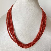 6Layers 3MM Orange Red Coral Necklace Luxury Natural Gem Stone Jewelry Noble Elegant Exquisite Bead Chain Choker Collier
