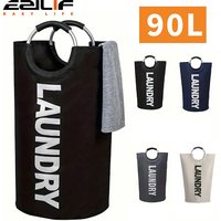 Extra Large Waterproof Laundry Basket with Padded Handle, Foldable Storage Bag for Bathroom Laundry Room Balcony