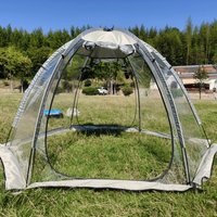 Fully Transparent 3-6Persons PVC Tent, Hexagonal Sunroom Large Observation Warm Portable Transparent Outdoor Camping Tent