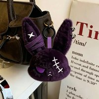 ## Gothic Bunny Plush Keychain RabbitBag Charm with Bandage Desian Kawaii Key Ring Pendant Car Bag Ornament Girl Gift