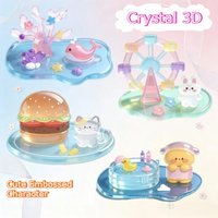 3D Stacking Relief Stickers 3D Crystal Embossed Stickers Cute Whale Burger Cat DIY Craft Decoration Kids Toy Mini Ornament
