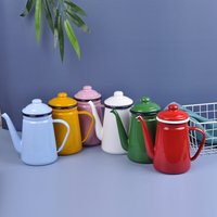 Enamel Coffee Pot Vintage with Handle Durable 1.1L Coffee Kettle Stovetop Teapot for Kitchen Restaurant Home Outdoor Coffee