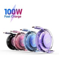 100W PD USB Type C To Type C Cable Retractable Fast Charging USB C Cable For iPhone 16 15 Huawei Xiaomi MacBook Laptop Data Wire