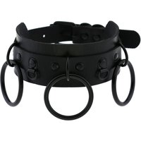 Gothic Double Layer PU Leather Collar Vintage Black Color Metal Circle Choker Necklace For Women Vintage Sexy Jewelry