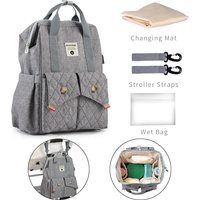 INSULAR Fashion Mummy Diaper Backpack Large Capacity Nappy Travel Bag with Stroller Straps Changing Pad Wet Bag for Mom Dad
