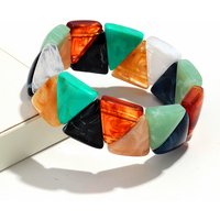Fashion Acrylic Geometric Triangle Marble Elastic Beads Bracelets Trendy Resin Colorful Stackable Bangles Bracelet Women Jewelry
