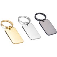5Pcs/Lot Stainless Steel Rectangle Blank ID Dog Tag Mirror Polishing Keychain Jewelry Making DIY Accessories Custom Logo Keyring